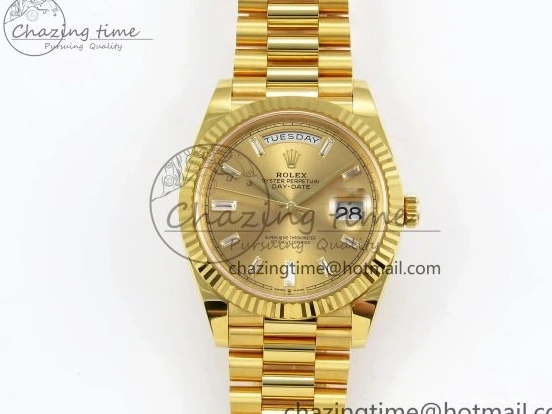 1225 WrinkleFree DayDate 40 228238 ARF 904L Steel YG Crystal Diamonds Bezel on President Bracelet VR 1550